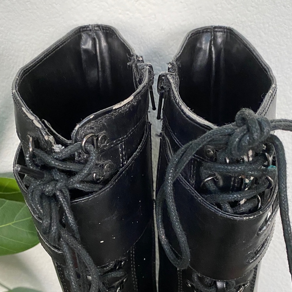 T.U.K Black Lace-Up High Platform Boots - Picture 10 of 16